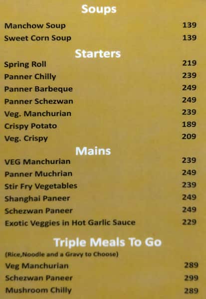 Noodle Town menu