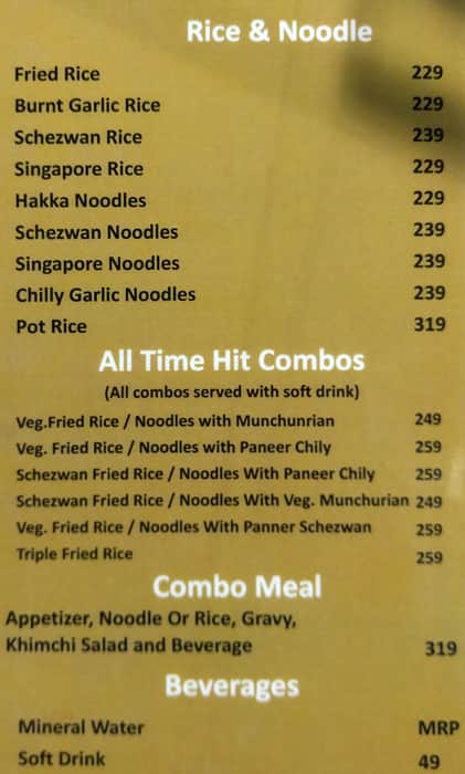 Noodle Town menu