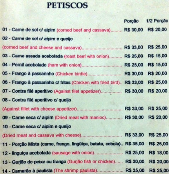 Follies Bar cardápio