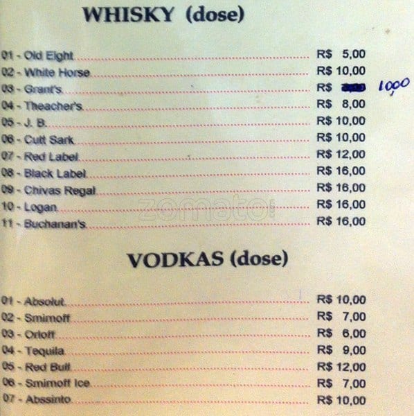 Follies Bar cardápio