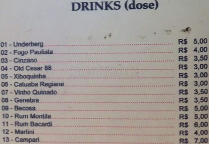 Follies Bar cardápio