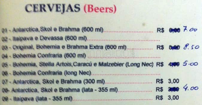 Follies Bar cardápio