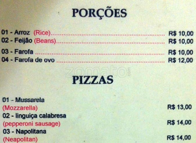 Follies Bar cardápio