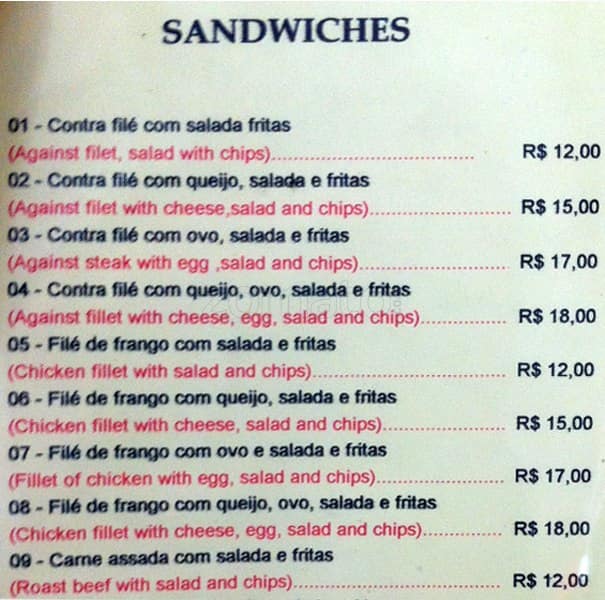 Follies Bar cardápio