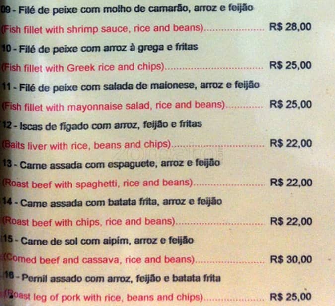 Follies Bar cardápio