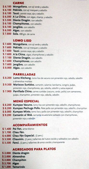Kitcheng menu