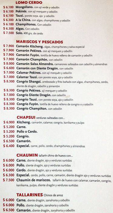 Kitcheng menu