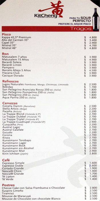 Kitcheng menu