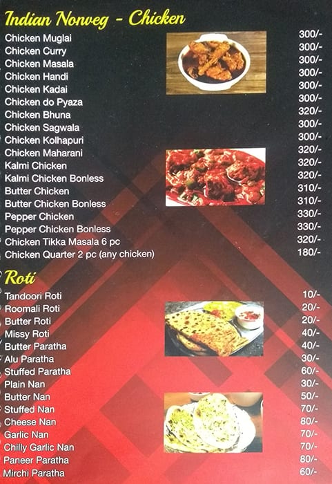 Tadka family restaurant menu