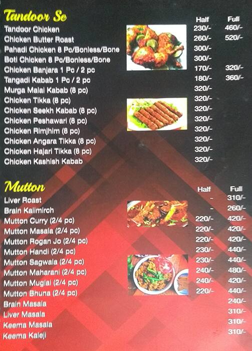 Tadka family restaurant menu