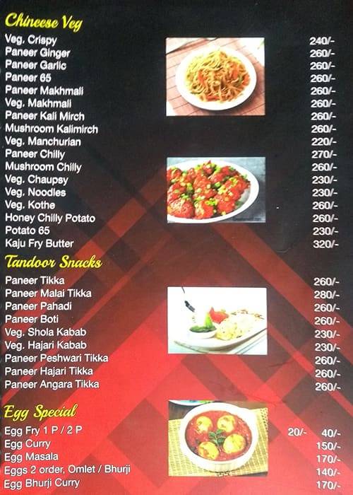 Tadka family restaurant menu