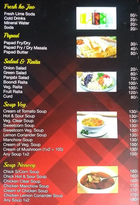 Tadka family restaurant menu