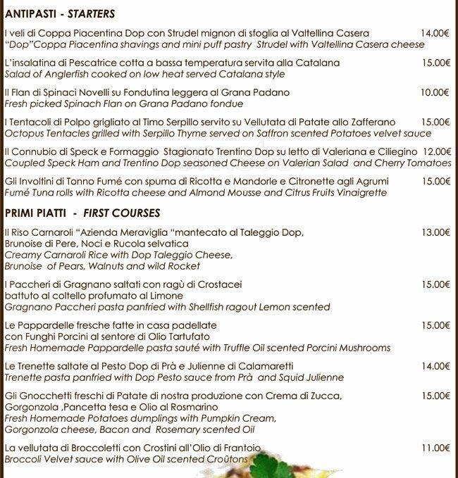Menu di Mirror - The Hub Hotel 