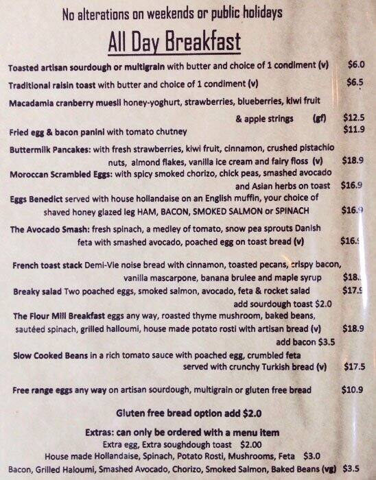 Brunswick Flour Mill Menu, Menu for Brunswick Flour Mill, Brunswick