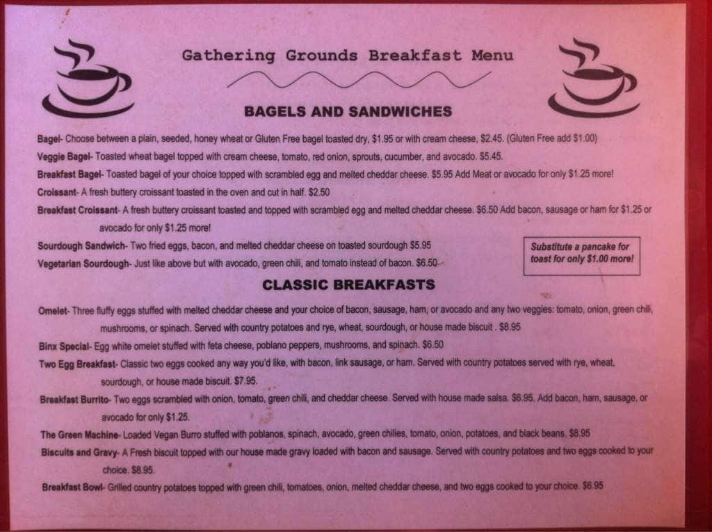 Menu at Gathering Grounds cafe, Patagonia