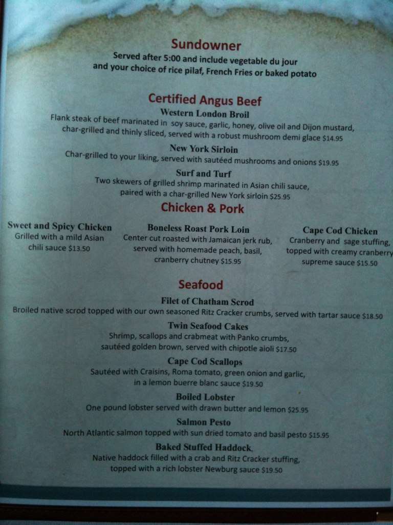 Carta de Lighthouse Inn