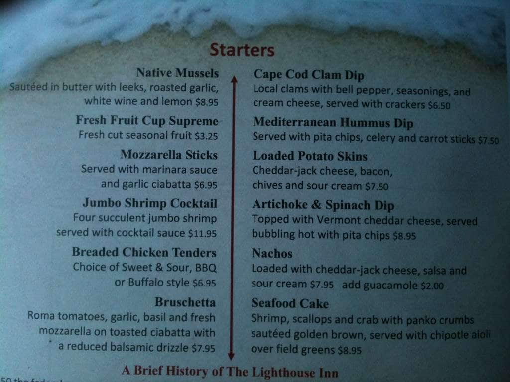 Carta de Lighthouse Inn