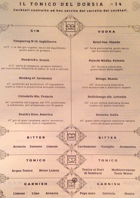 Menu di Ristorante Dorsia 