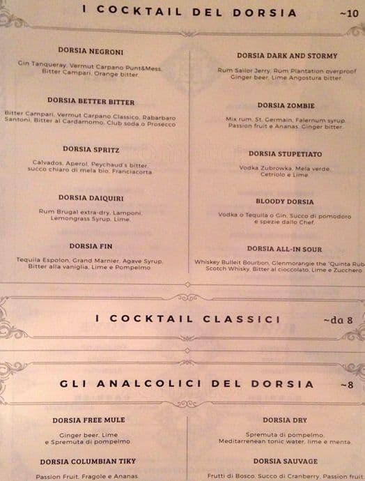 Menu di Ristorante Dorsia 