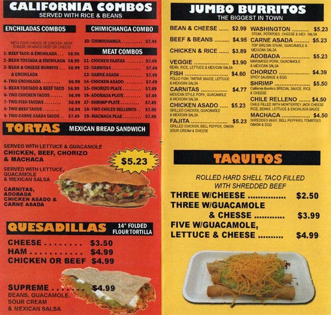 13+ Wood village burrito shop menu