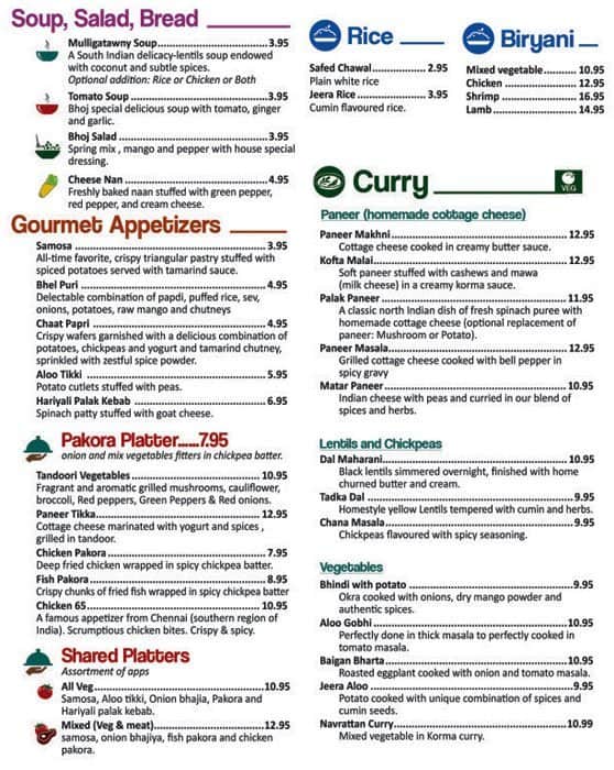 Bhoj menu