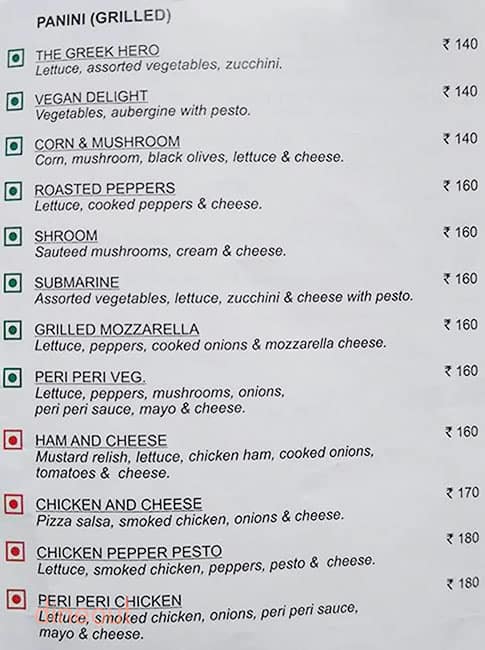 Wenger's menu