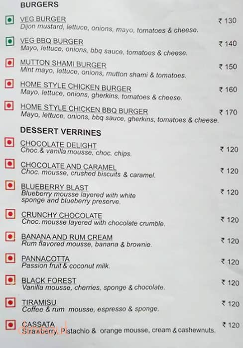 Wenger's menu