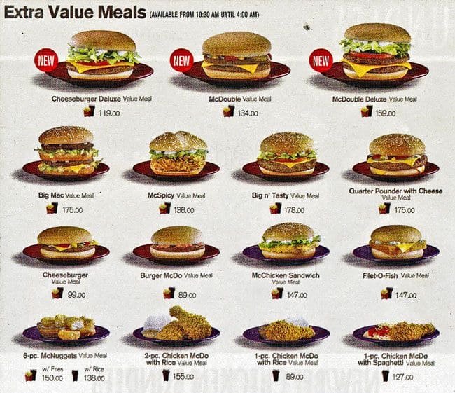 Mcdonald S Menu Menu For Mcdonald S San Isidro Paranaque City