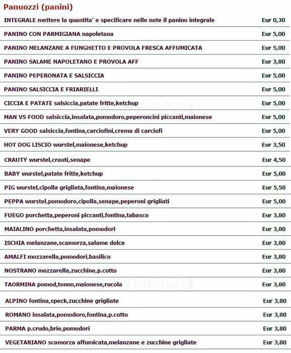 Menu di Pizza D'ok Milano e Sandwich for you 