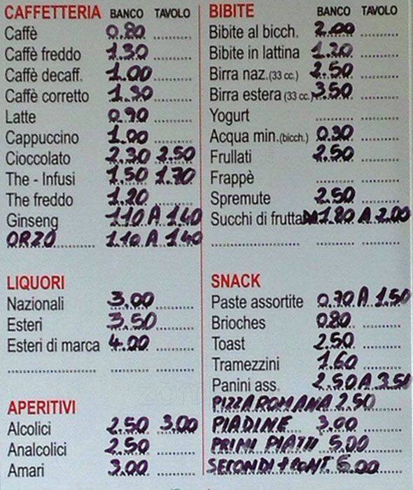 Menu di Oltre Bar Cafe 