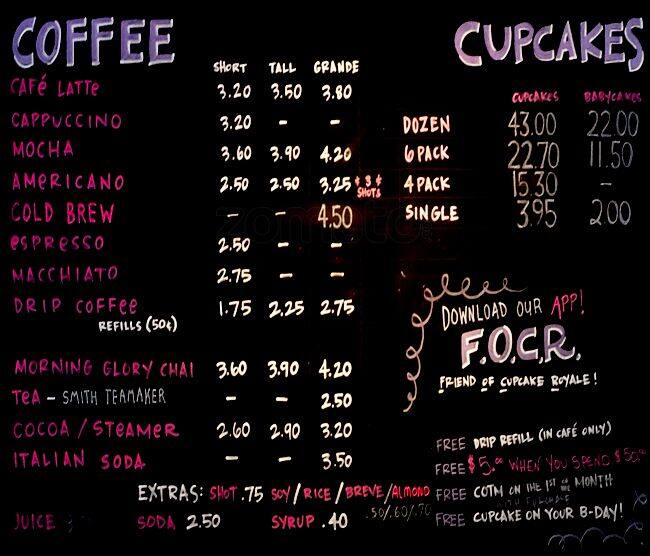Cupcake Royale Menu, Menu for Cupcake Royale, West Seattle, Seattle