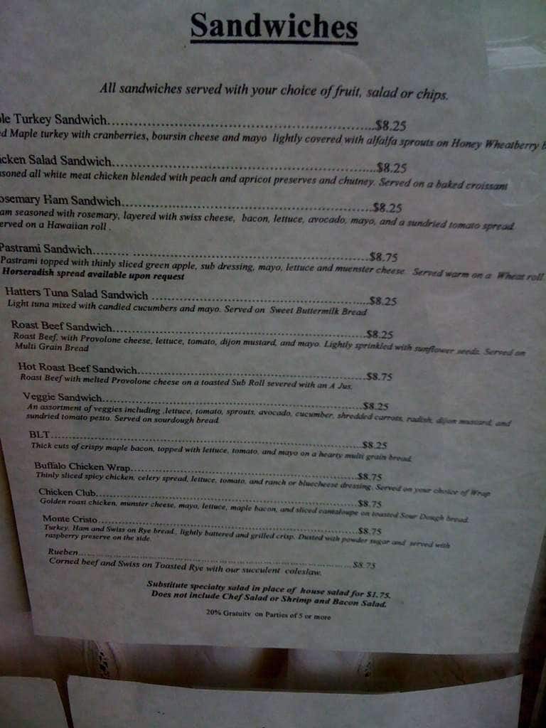Mad Hatter Tea Shop Menu, Menu for Mad Hatter Tea Shop, Saint Marys