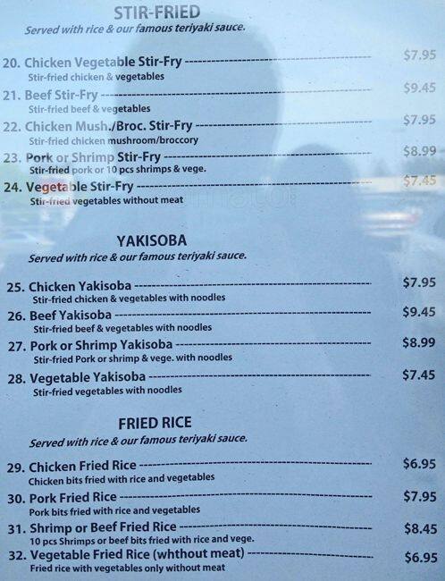 Carta de Teriyaki Express
