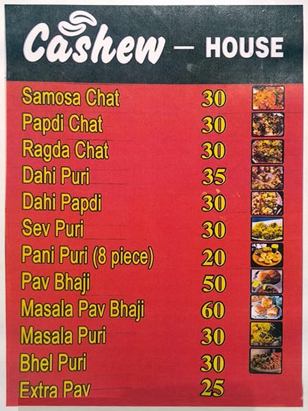 Cashew House menu
