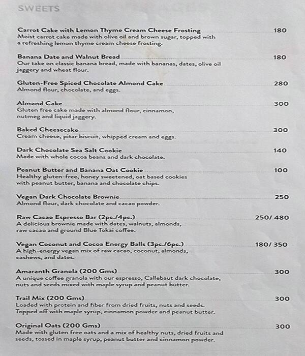 Menu at Blue Tokai Coffee Roasters | Kala Ghoda, Mumbai