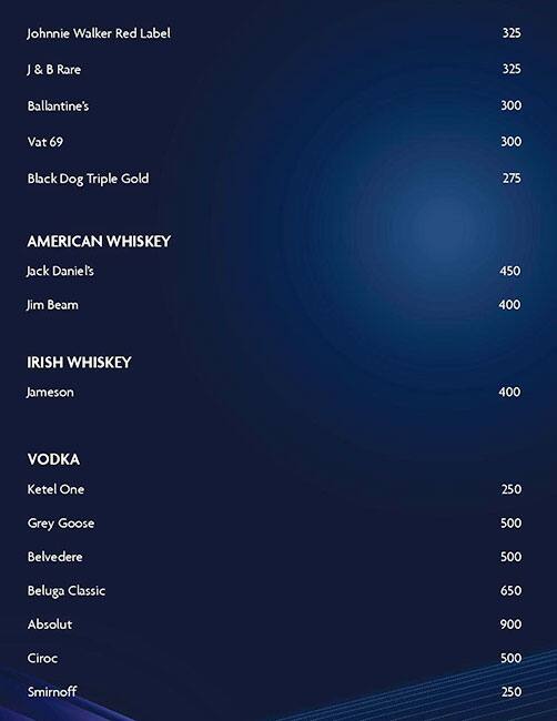 Evviva Sky Lounge - Crowne Plaza Pune City Centre menu