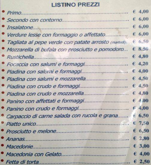 Menu di Bar Capricci 2 