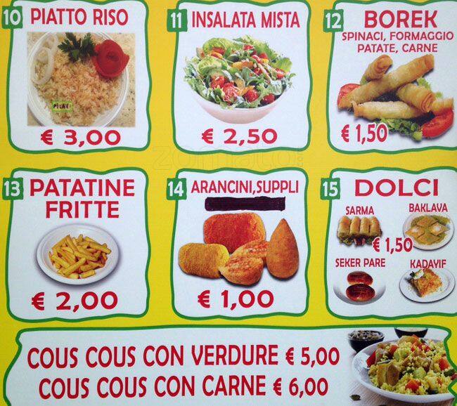 Menu di Kebab Mohamed Pizza 