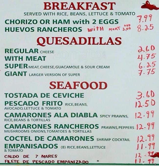 El Super Burrito Menu, Menu for El Super Burrito, Nob Hill, San
