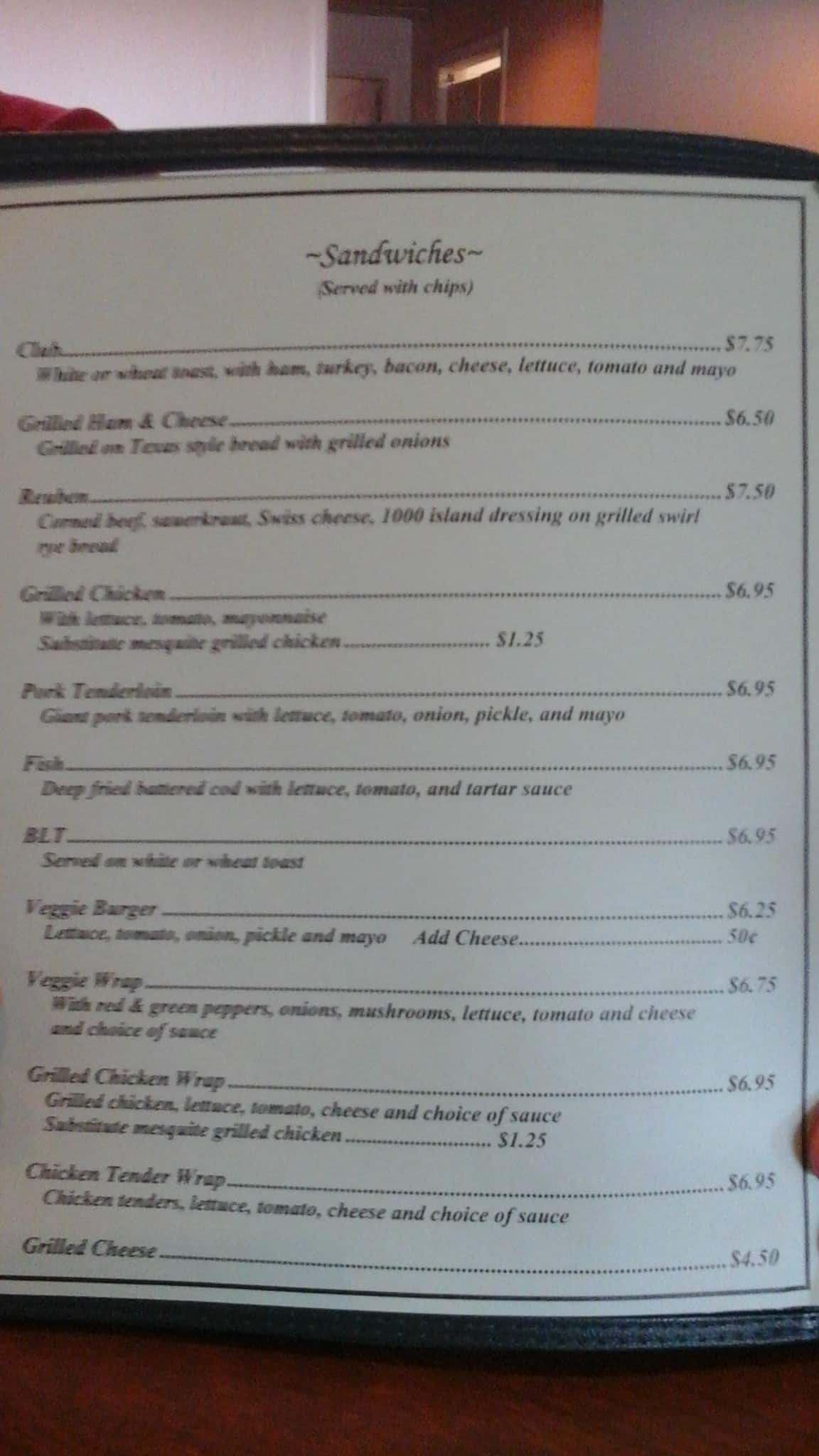 Menu at Meadows Restaurant, Springfield