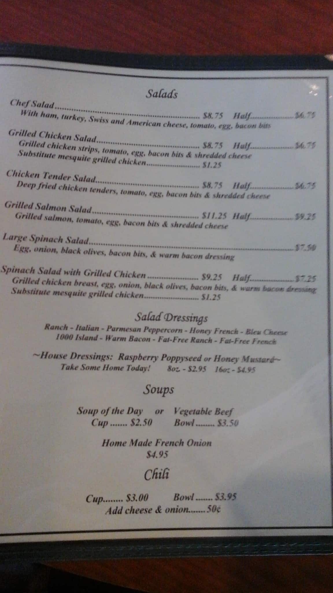 Menu at Meadows Restaurant, Springfield