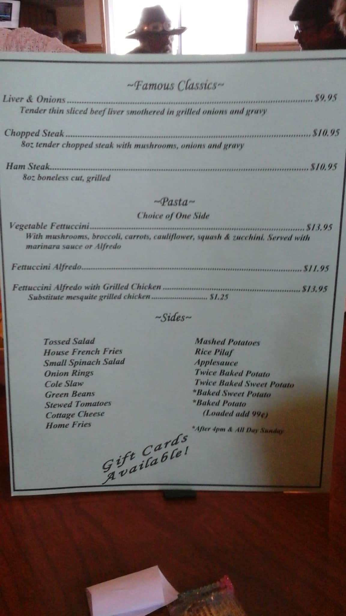 Menu at Meadows Restaurant, Springfield