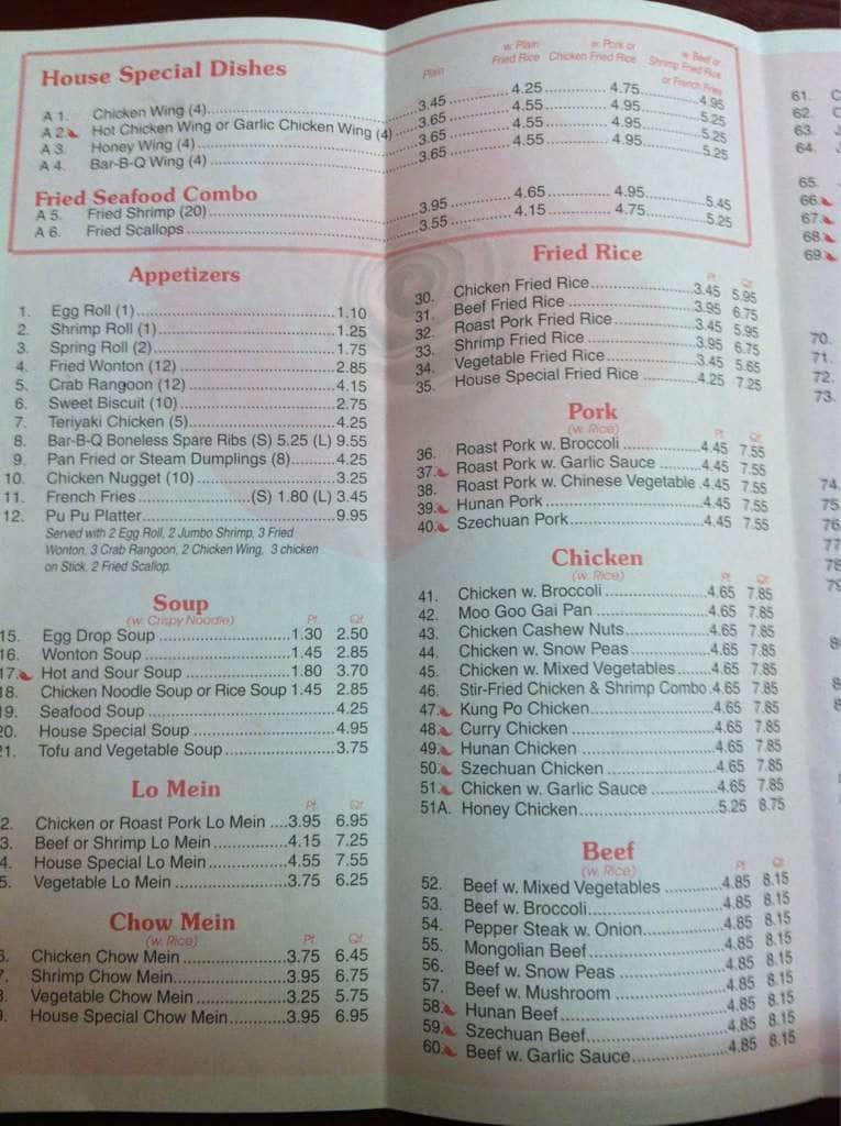 China One Menu Near Belfast Me