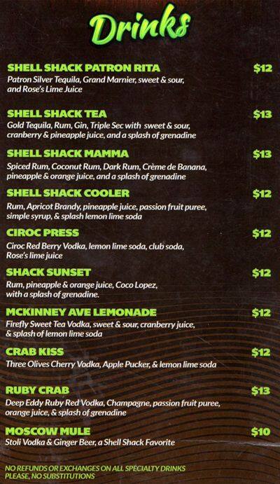 Carta de Shell Shack