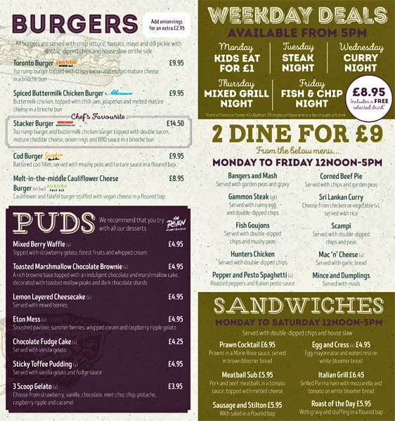 Menu at Lodge pub & bar, Auckland