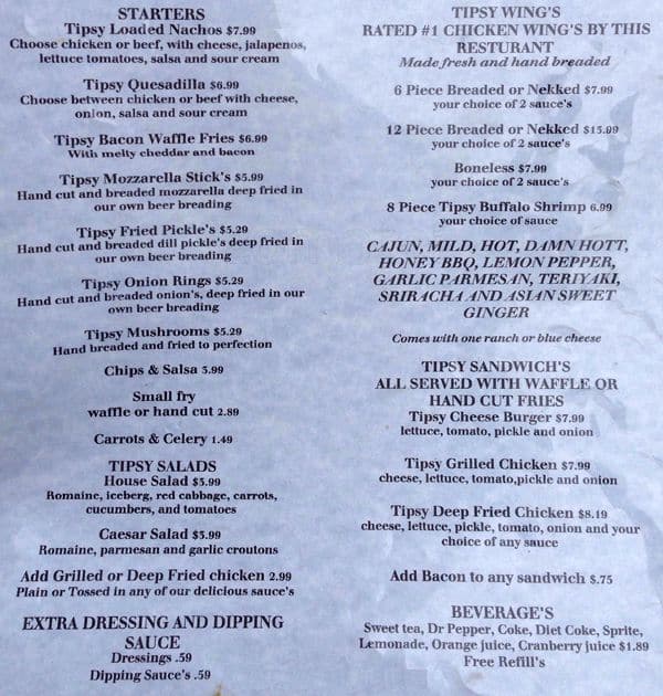 Tipsy chicken Menu, Menu for Tipsy chicken, Sachse, Sachse Urbanspoon