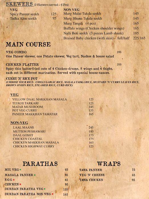 Durban Bunnychow menu