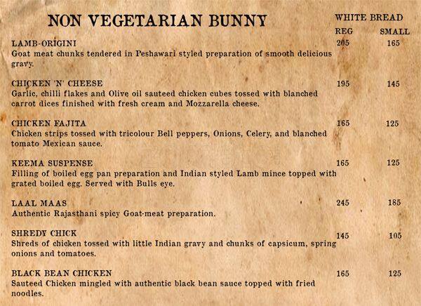 Durban Bunnychow menu