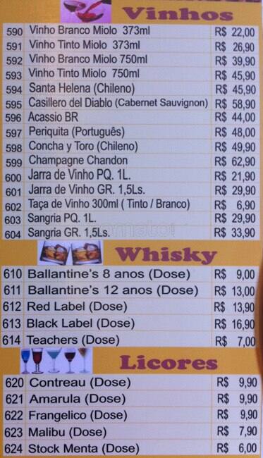 Rei do Baião cardápio