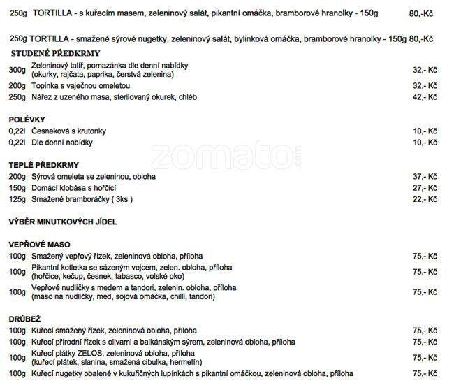 Zelos Menu, Menu podniku Zelos, Olomouc, Olomouc Lunchtime/Zomato